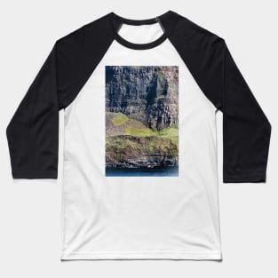 Fishing boat under high cliffs at Neist Point, Isle of Skye, Scotland Baseball T-Shirt